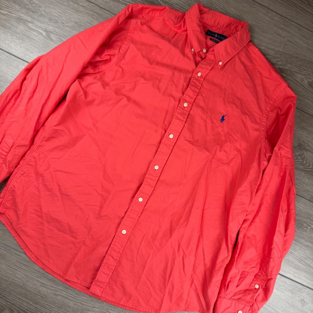 Polo Ralph Lauren Mens Button Down Classic Fit Cotton Shirt Pink XL